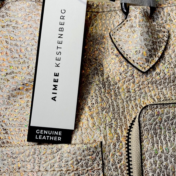 NWT Aimee Kestenberg Sunbury Leather Tote - ROSE GOLD PEBBLE METALLIC - Picture 10 of 16